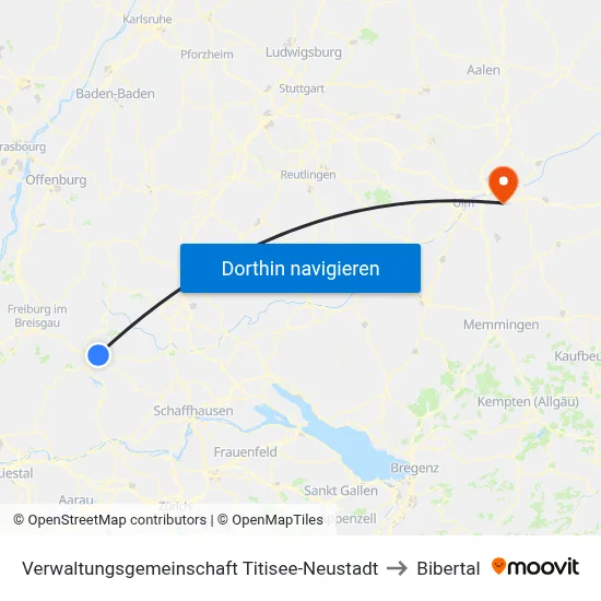 Verwaltungsgemeinschaft Titisee-Neustadt to Bibertal map