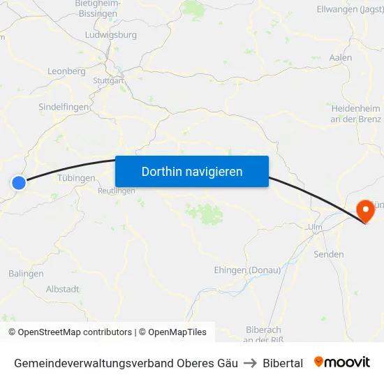 Gemeindeverwaltungsverband Oberes Gäu to Bibertal map