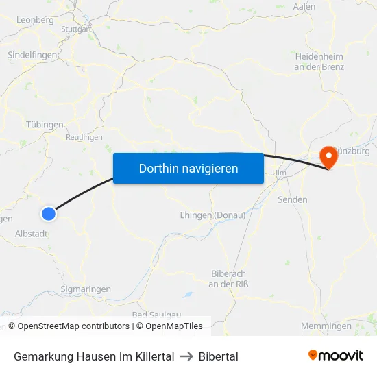 Gemarkung Hausen Im Killertal to Bibertal map