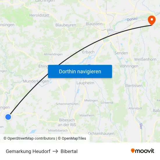 Gemarkung Heudorf to Bibertal map
