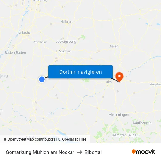 Gemarkung Mühlen am Neckar to Bibertal map