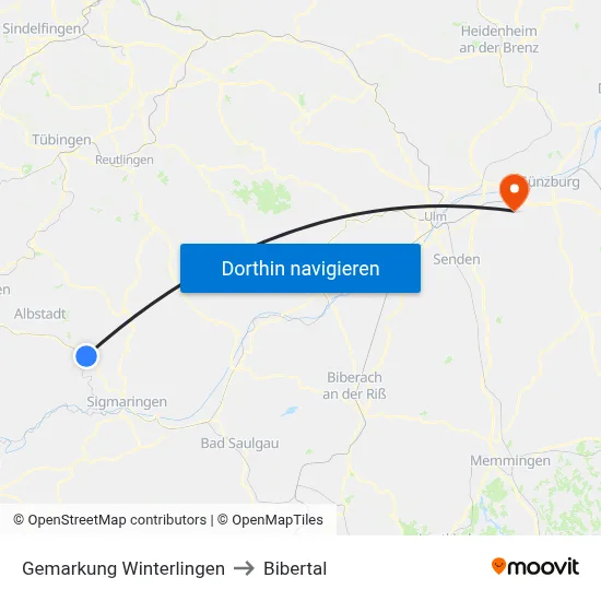 Gemarkung Winterlingen to Bibertal map