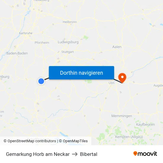 Gemarkung Horb am Neckar to Bibertal map