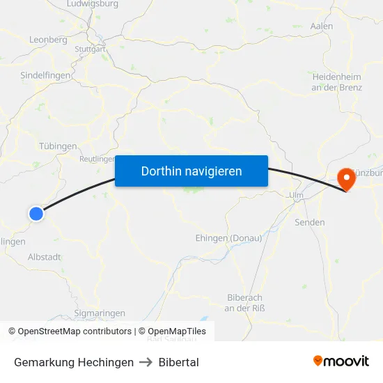 Gemarkung Hechingen to Bibertal map