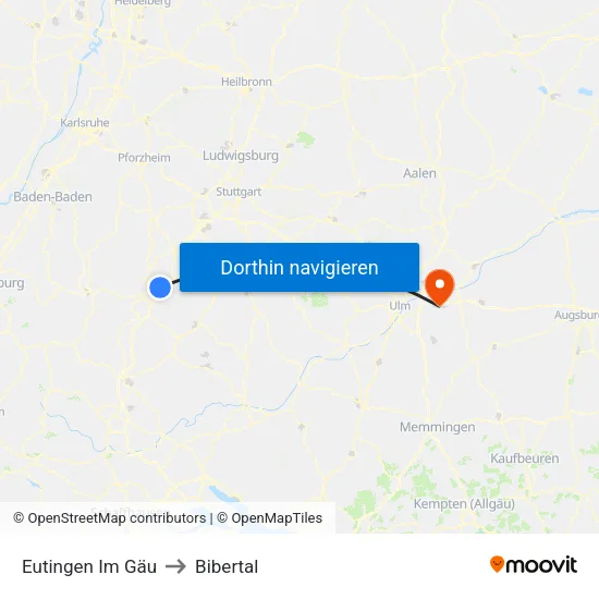 Eutingen Im Gäu to Bibertal map