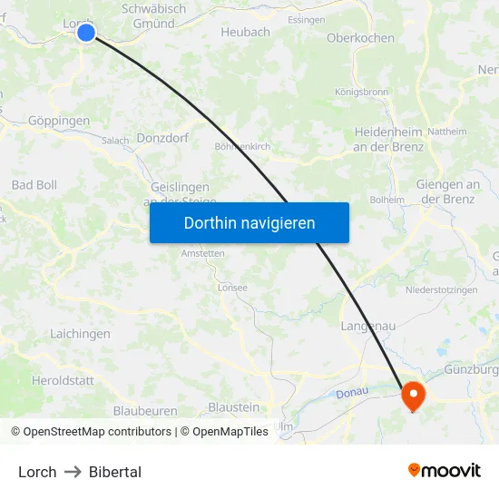 Lorch to Bibertal map