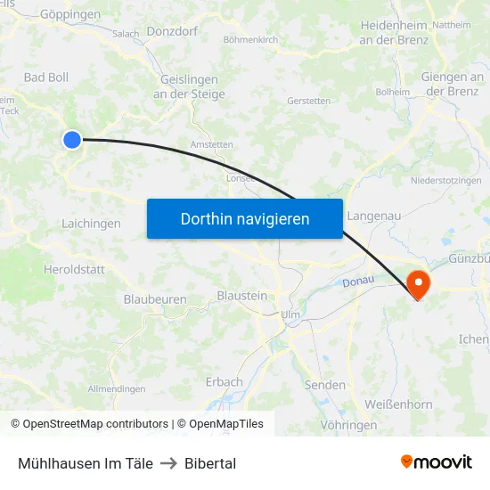 Mühlhausen Im Täle to Bibertal map