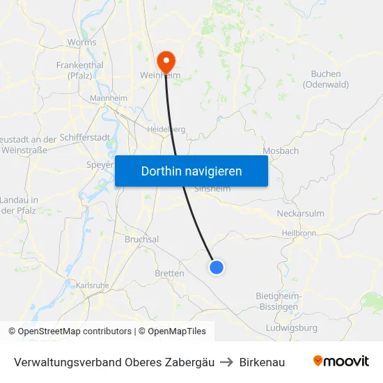 Verwaltungsverband Oberes Zabergäu to Birkenau map