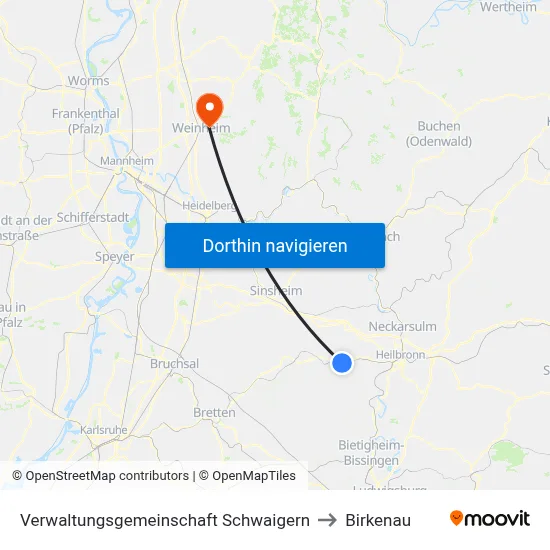 Verwaltungsgemeinschaft Schwaigern to Birkenau map