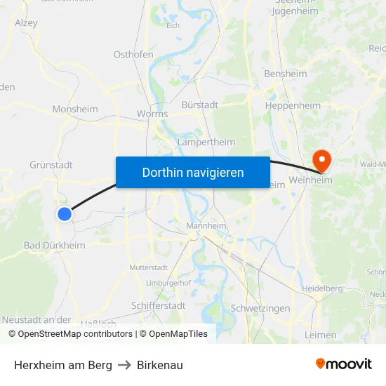 Herxheim am Berg to Birkenau map