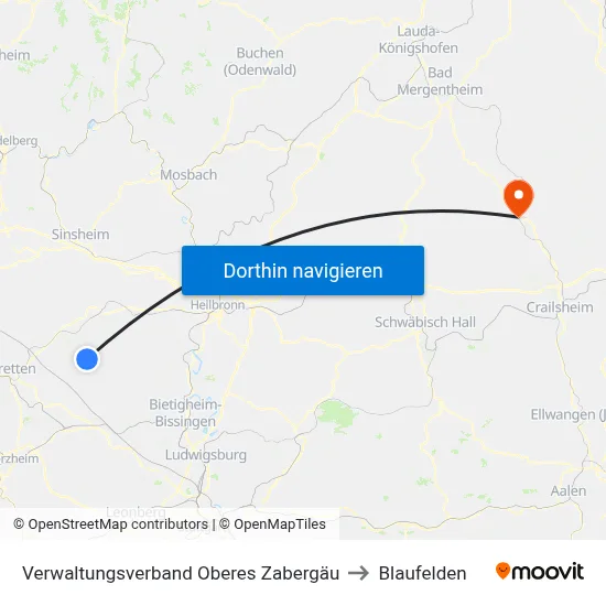 Verwaltungsverband Oberes Zabergäu to Blaufelden map
