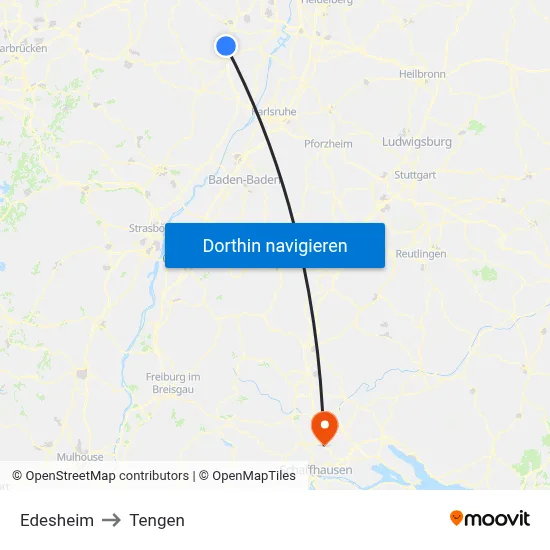 Edesheim to Tengen map