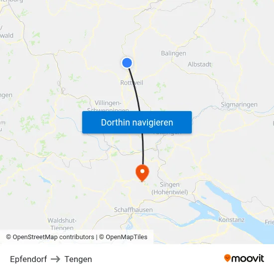Epfendorf to Tengen map
