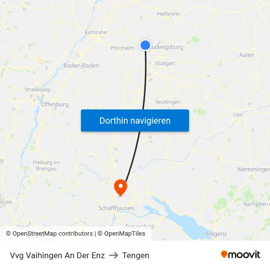 Vvg Vaihingen An Der Enz to Tengen map