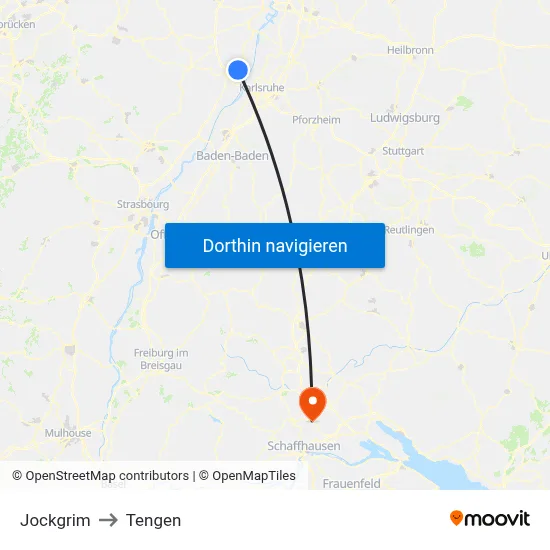 Jockgrim to Tengen map