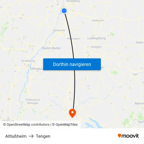 Altlußheim to Tengen map