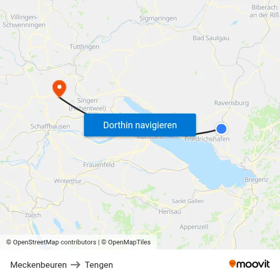 Meckenbeuren to Tengen map