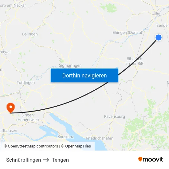 Schnürpflingen to Tengen map