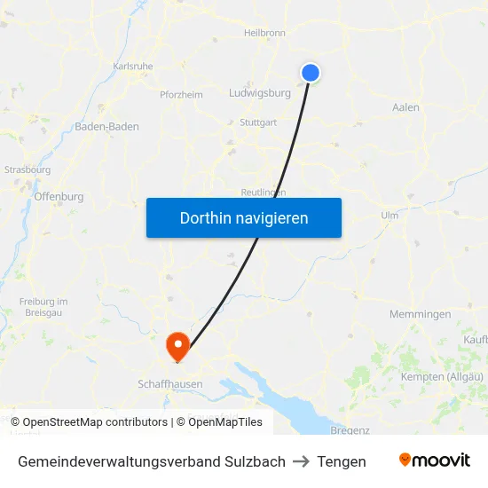 Gemeindeverwaltungsverband Sulzbach to Tengen map