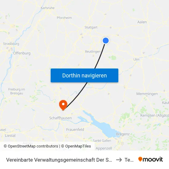 Vereinbarte Verwaltungsgemeinschaft Der Stadt Kirchheim Unter Teck to Tengen map