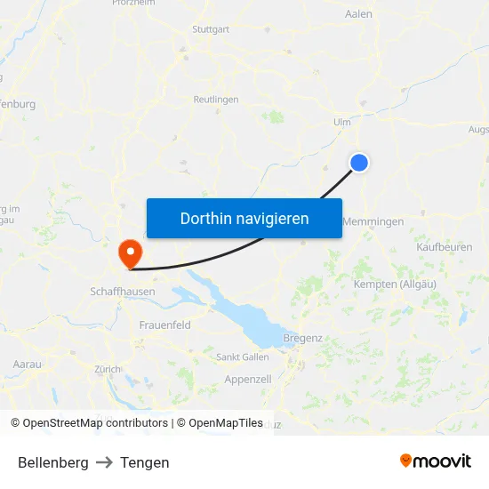 Bellenberg to Tengen map