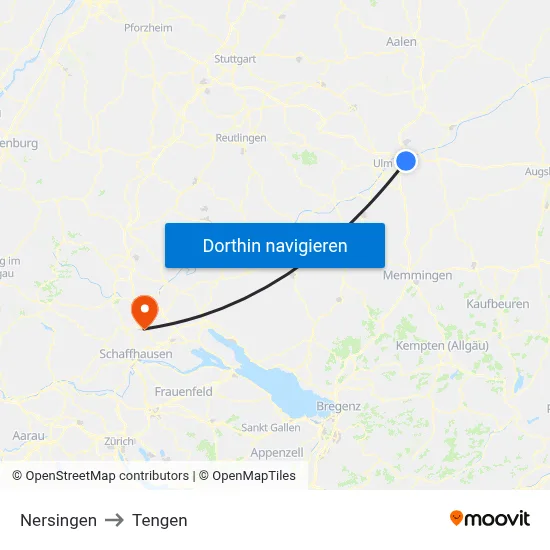 Nersingen to Tengen map