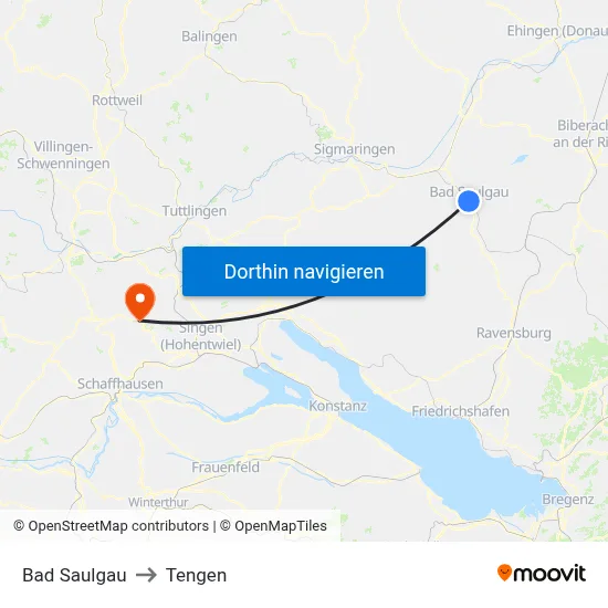 Bad Saulgau to Tengen map