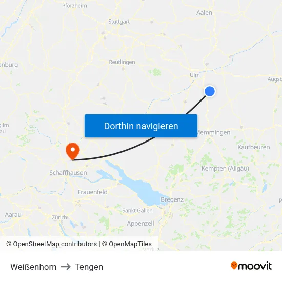Weißenhorn to Tengen map