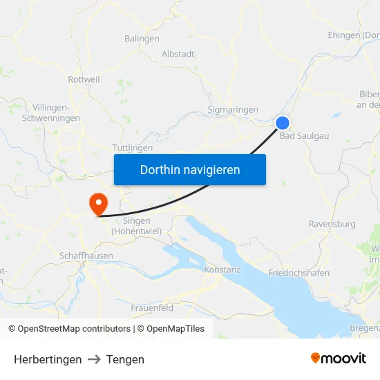 Herbertingen to Tengen map