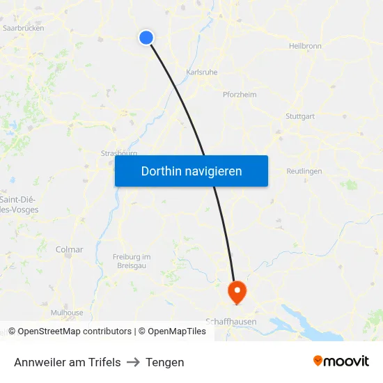 Annweiler am Trifels to Tengen map