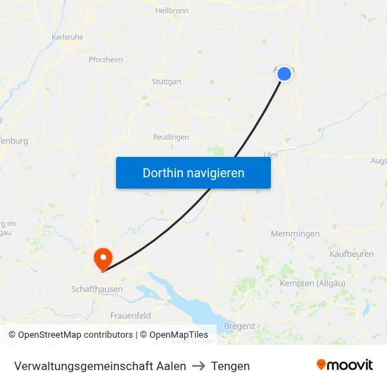 Verwaltungsgemeinschaft Aalen to Tengen map