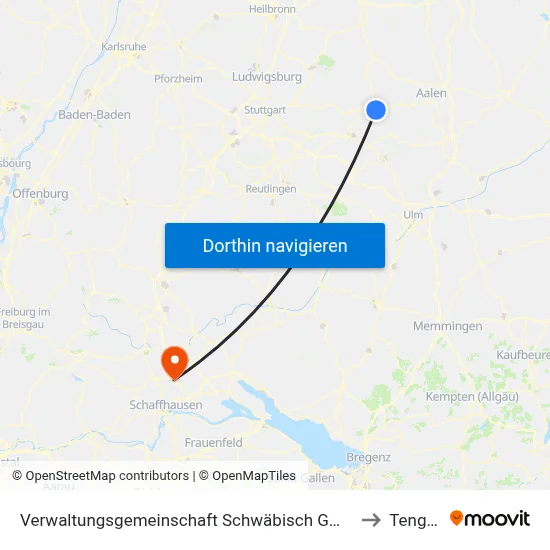 Verwaltungsgemeinschaft Schwäbisch Gmünd to Tengen map