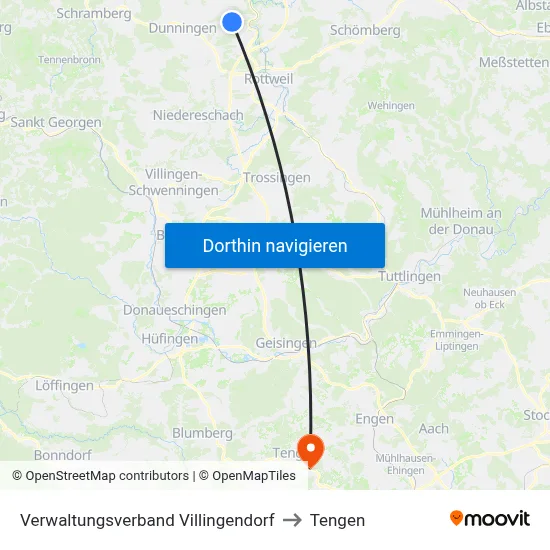 Verwaltungsverband Villingendorf to Tengen map