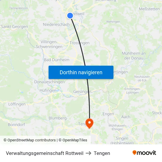 Verwaltungsgemeinschaft Rottweil to Tengen map