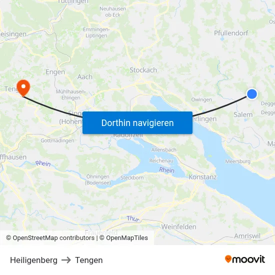 Heiligenberg to Tengen map