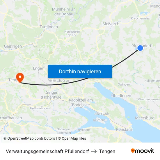 Verwaltungsgemeinschaft Pfullendorf to Tengen map
