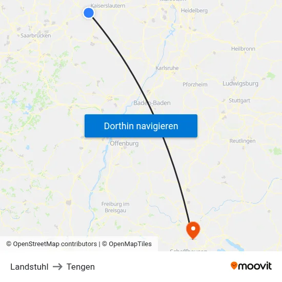 Landstuhl to Tengen map