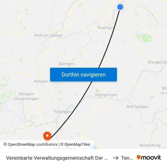 Vereinbarte Verwaltungsgemeinschaft Der Stadt Nürtingen to Tengen map