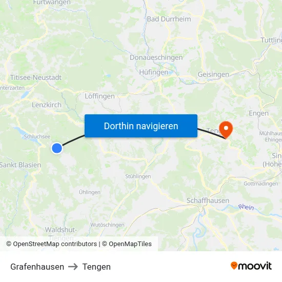 Grafenhausen to Tengen map