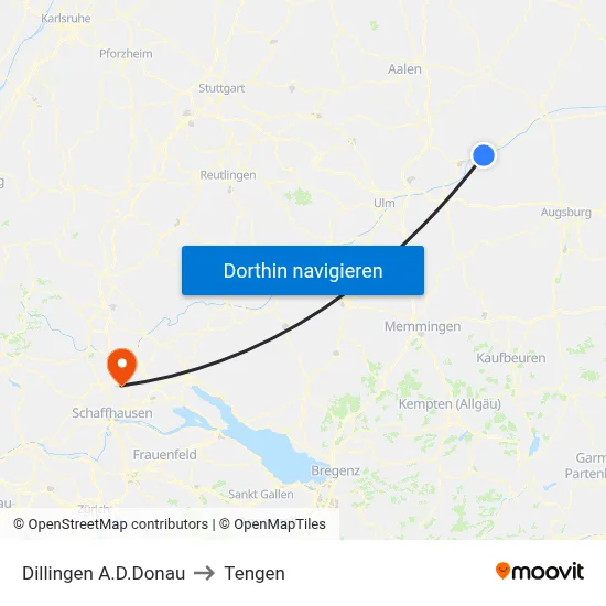 Dillingen A.D.Donau to Tengen map