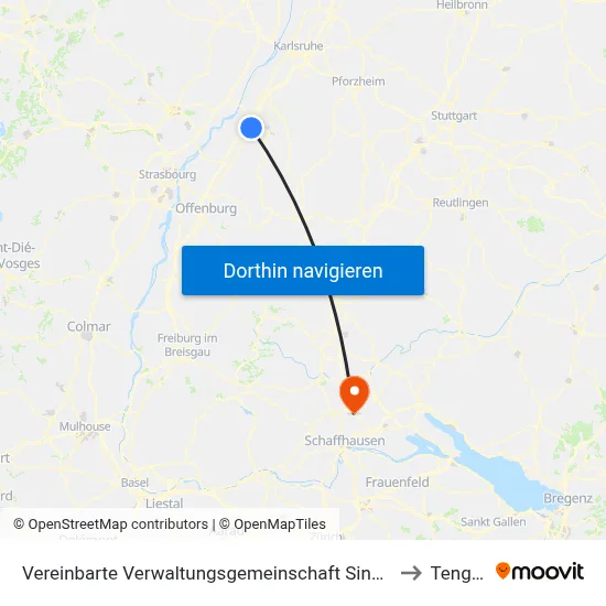 Vereinbarte Verwaltungsgemeinschaft Sinzheim to Tengen map