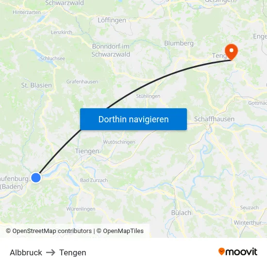 Albbruck to Tengen map