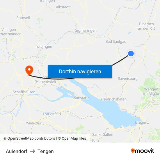 Aulendorf to Tengen map