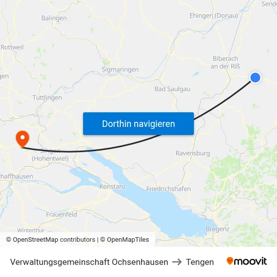 Verwaltungsgemeinschaft Ochsenhausen to Tengen map