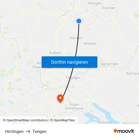 Hirrlingen to Tengen map