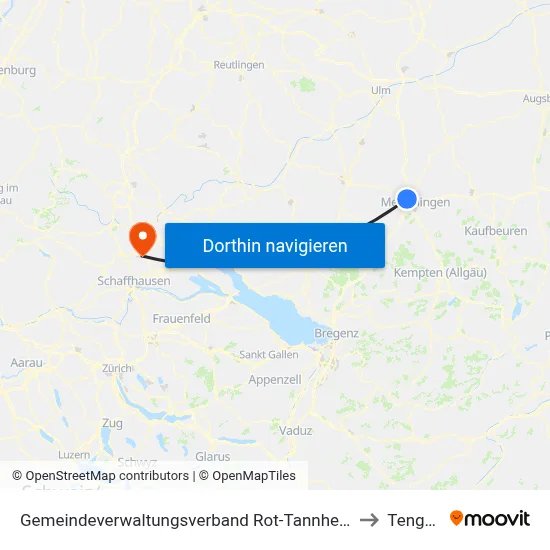 Gemeindeverwaltungsverband Rot-Tannheim to Tengen map