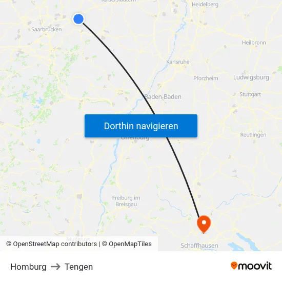 Homburg to Tengen map