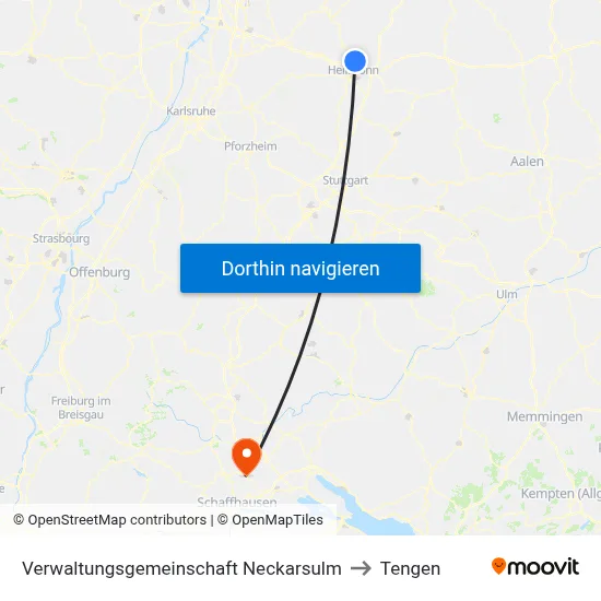 Verwaltungsgemeinschaft Neckarsulm to Tengen map