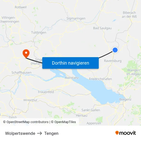 Wolpertswende to Tengen map