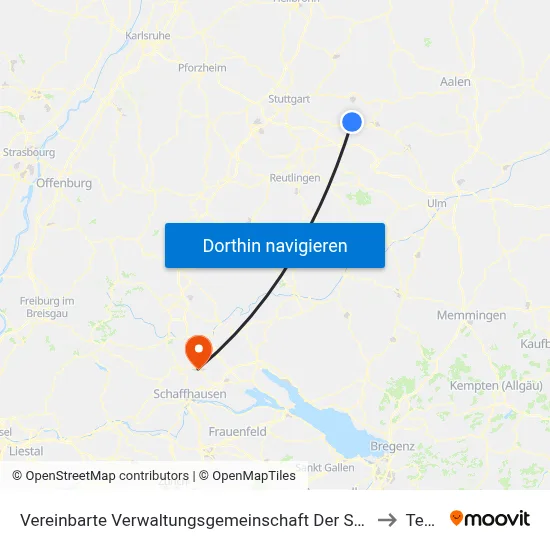 Vereinbarte Verwaltungsgemeinschaft Der Stadt Ebersbach An Der Fils to Tengen map